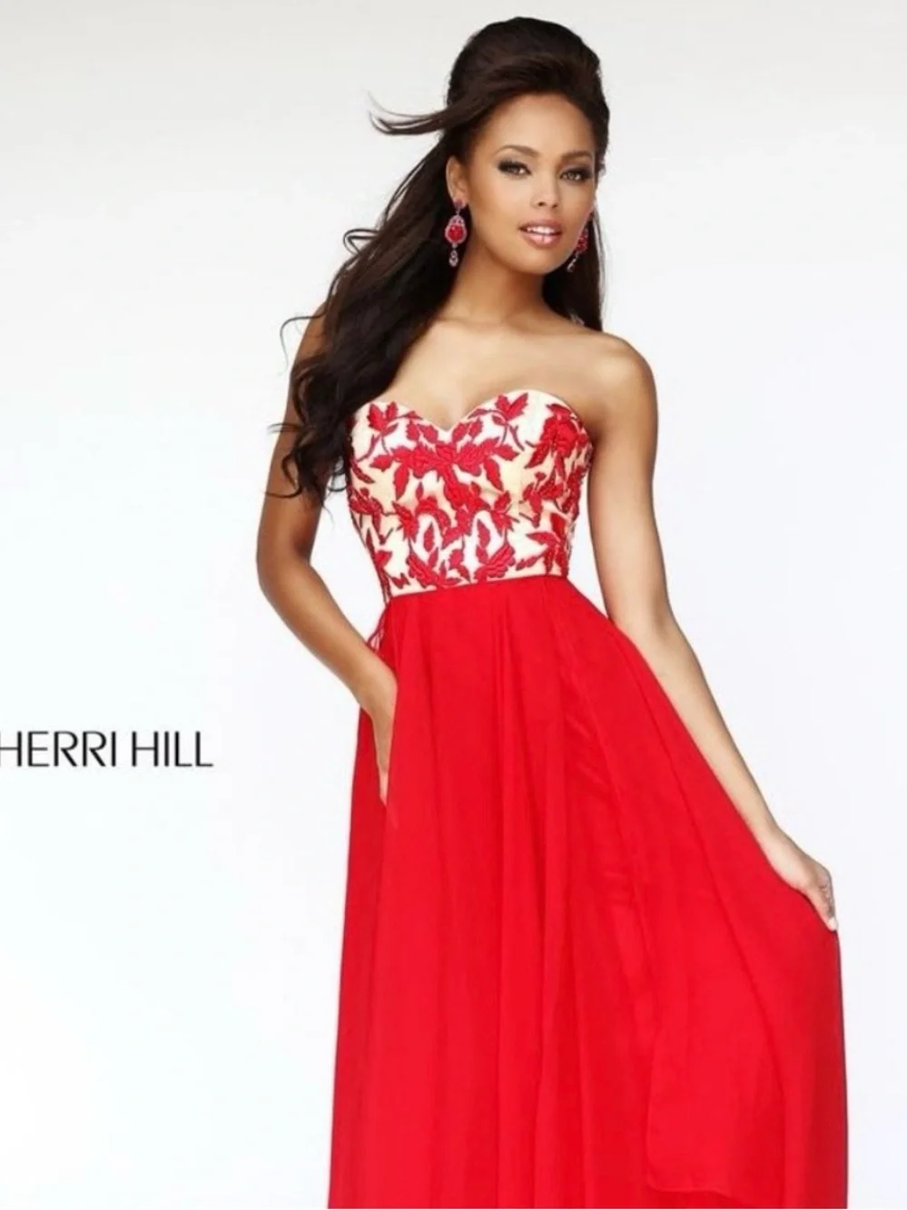 ruched evening dress NEW - ADRIANNA PAPELL COLLECTION RUCHED EVENING GOWN IN DEEP SCARLET -   Vintage Clothing & Fashions
